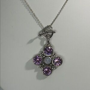 NWOT Designer Sterling Silver Genuine Gemstone Enhancer Bail Toggle Necklace